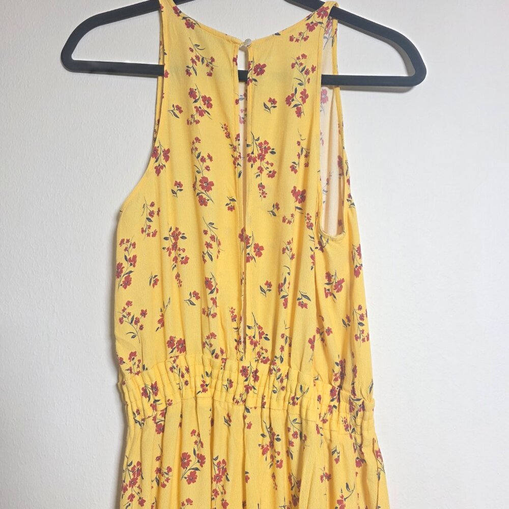 THAKOON Yellow Floral Sleeveless Back Button Closure Wide Leg Jumpsuit Size 6 - Picture 8 of 10